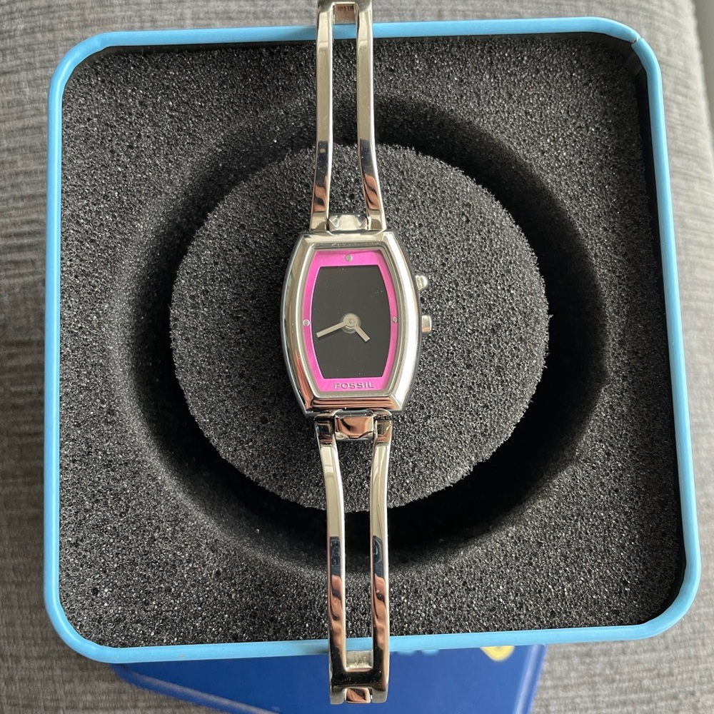 Brand New Fossil Big Tic “Kool Kitty” Stainless Steel Watch